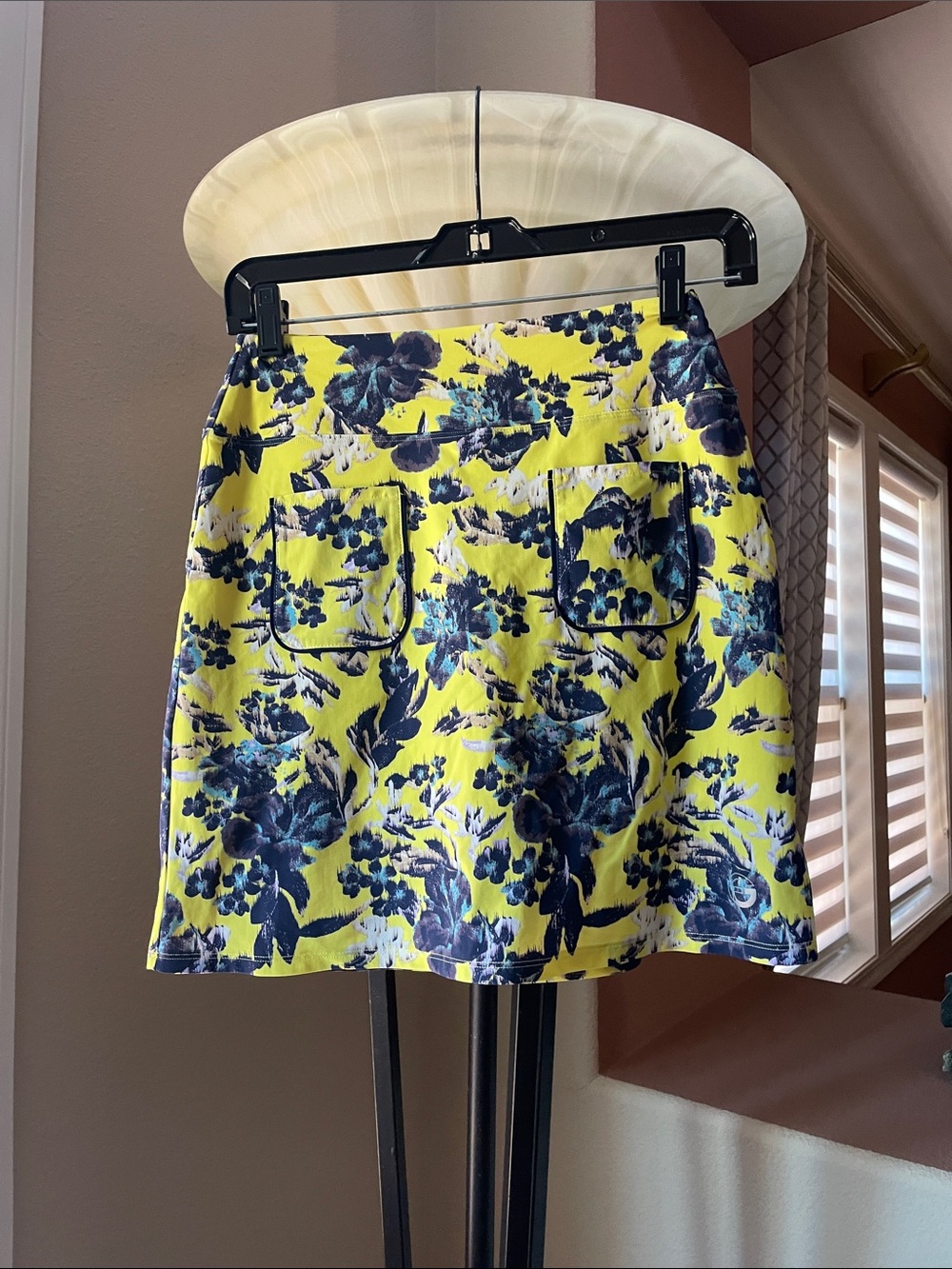 Foray Floral A-Line Mini Skirt in Yellow and Navy